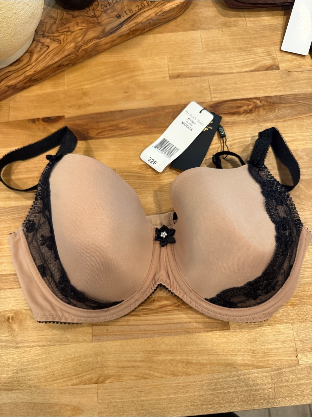 Fit Fully Yours Supportive Mocha Lace Trim Underwire Bra - 32F